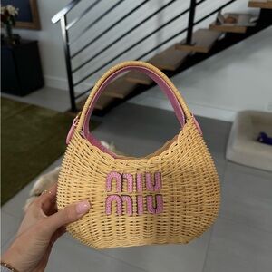 Fiu fiu Pink and Tan Woven Handbag